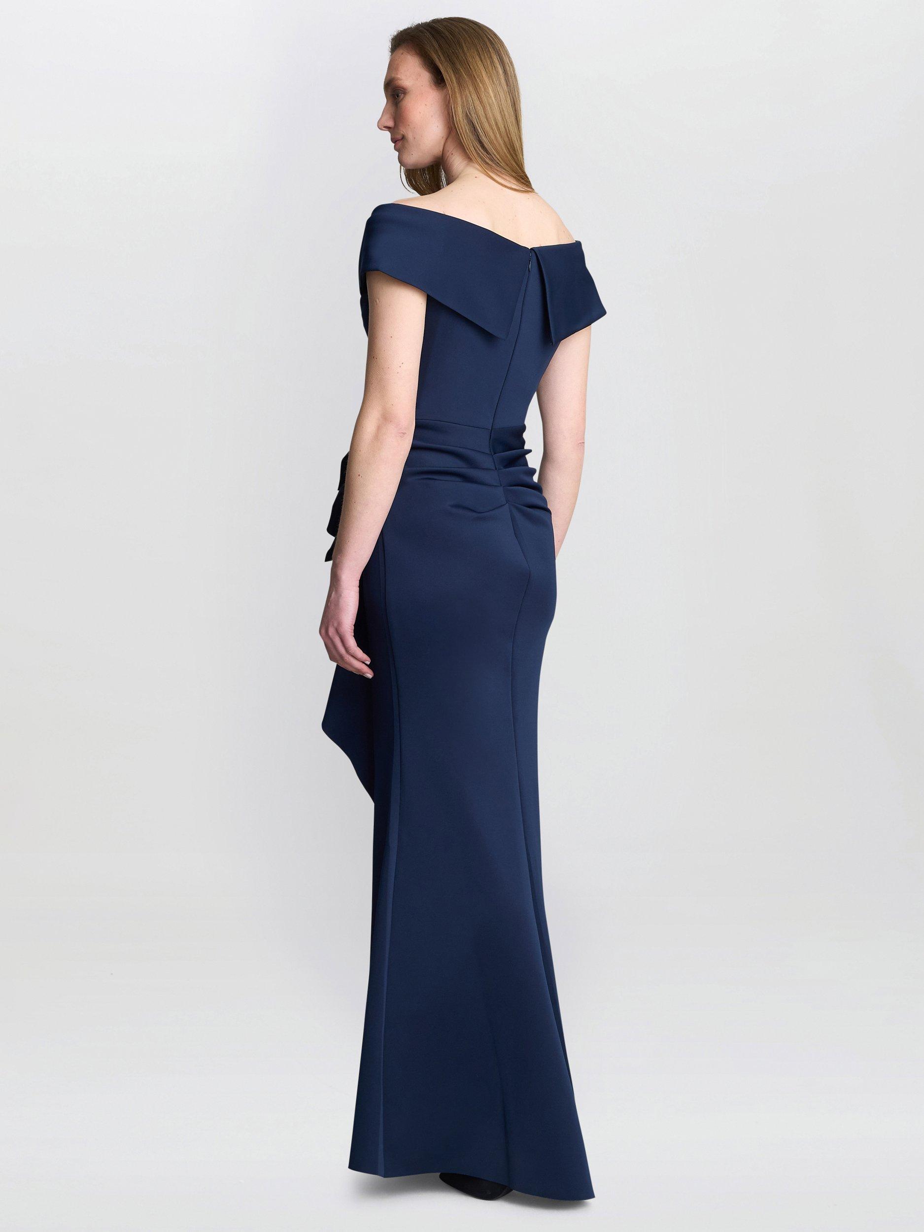 Product image 2 of 6, which shows Gina Bacconi Victoria Side Ruched Maxi Dress, Midnight, 8