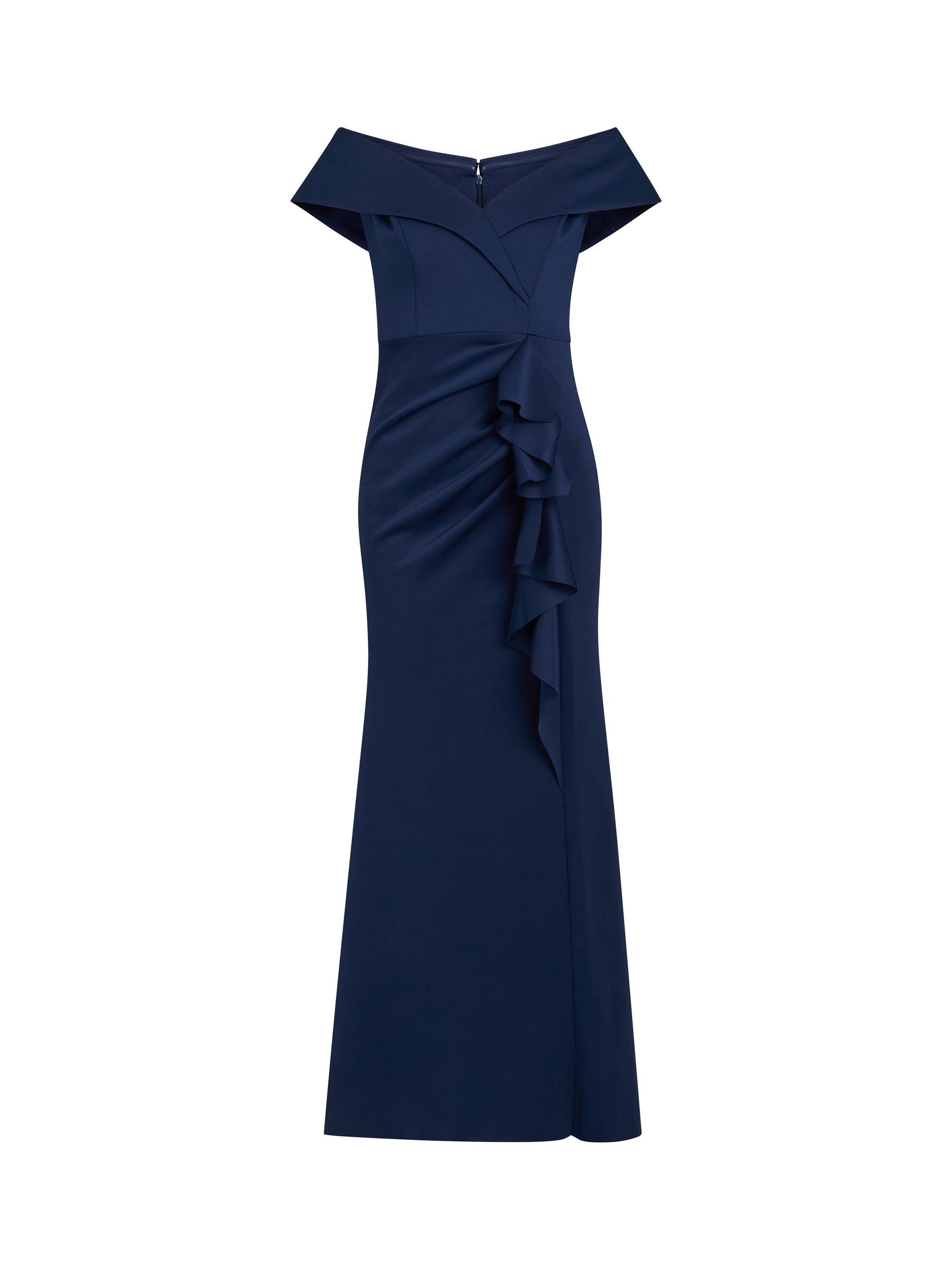 Product image 4 of 6, which shows Gina Bacconi Victoria Side Ruched Maxi Dress, Midnight, 8