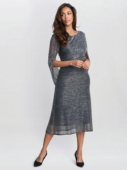 Gina Bacconi Ciara Metallic Knit Dress, Black/Silver, Black/Silver