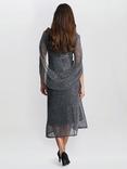 Gina Bacconi Ciara Metallic Knit Dress, Black/Silver