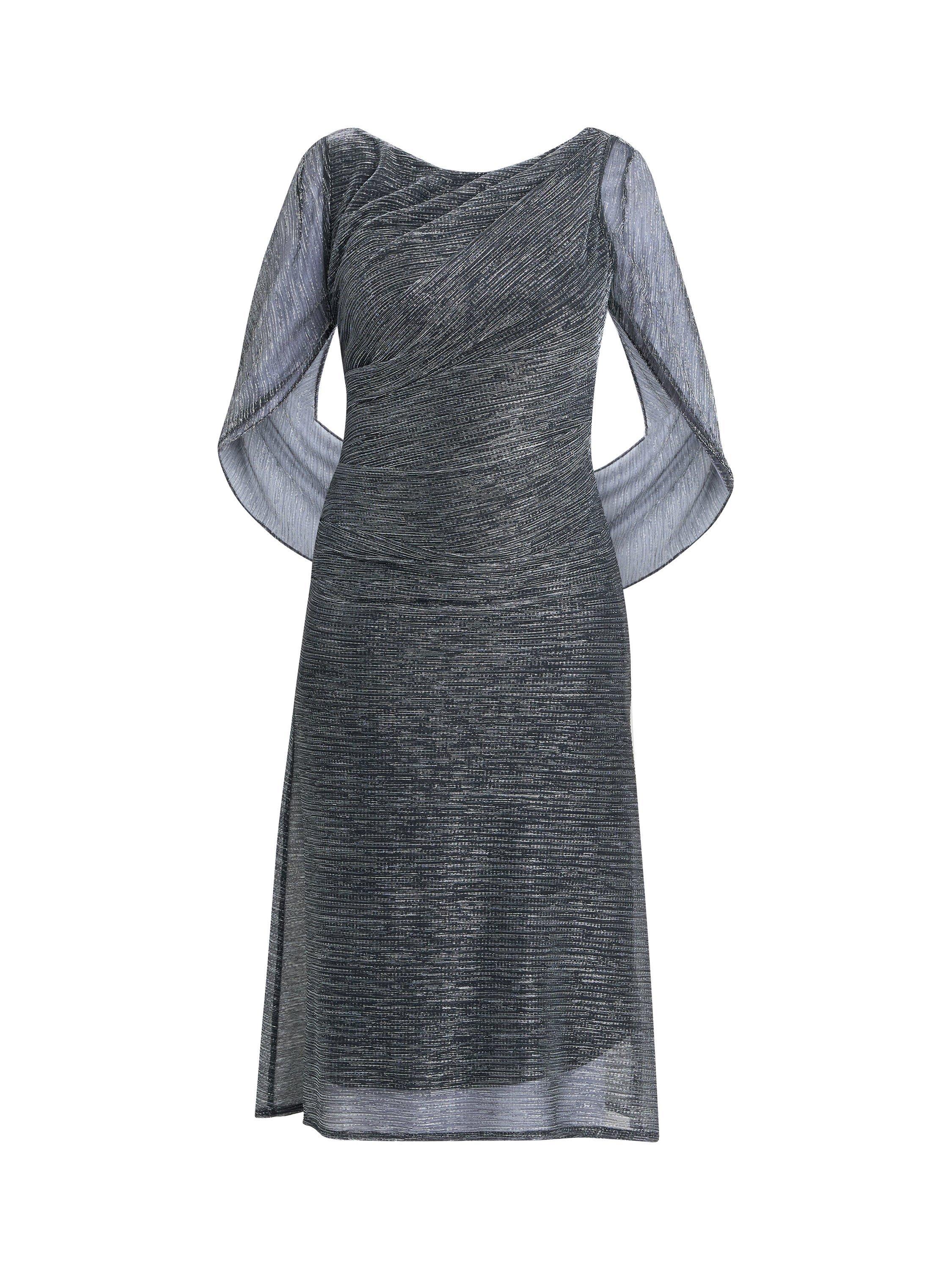Product image 4 of 6, which shows Gina Bacconi Ciara Metallic Knit Dress, Black/Silver, 8
