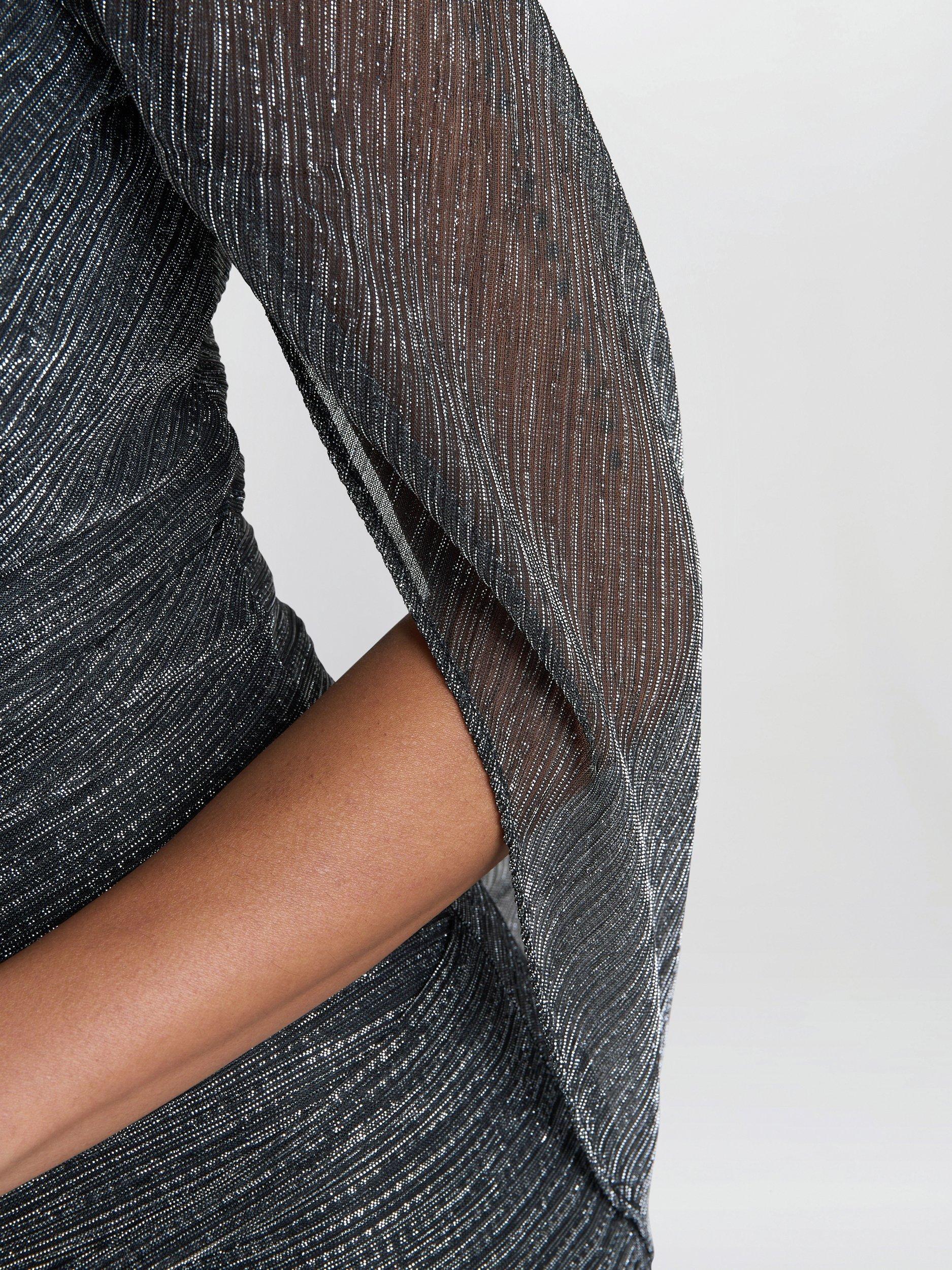 Product image 5 of 6, which shows Gina Bacconi Ciara Metallic Knit Dress, Black/Silver, 8