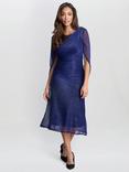 Gina Bacconi Ciara Metallic Knit Dress, Cobalt