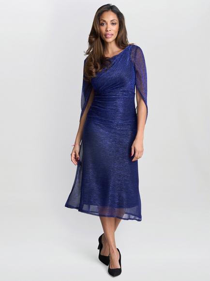 Gina Bacconi Ciara Metallic Knit Dress, Cobalt, Cobalt