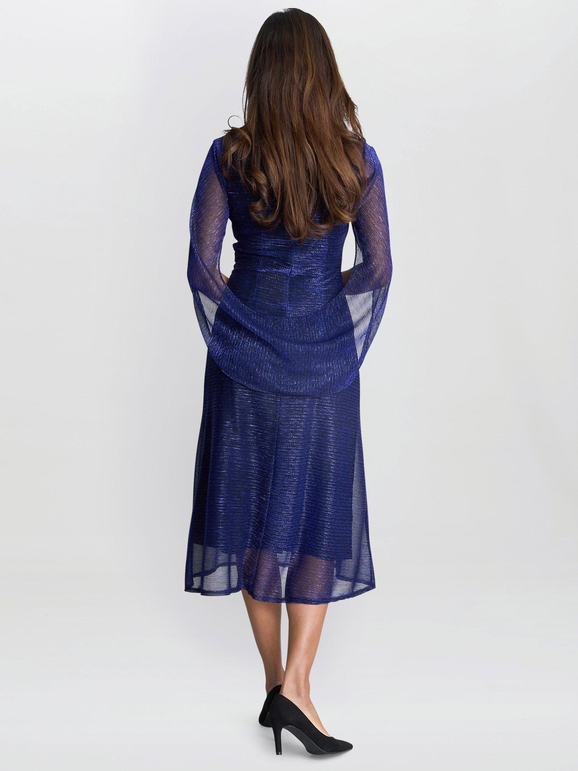 Product image 2 of 5, which shows Gina Bacconi Ciara Metallic Knit Dress, Cobalt, 8