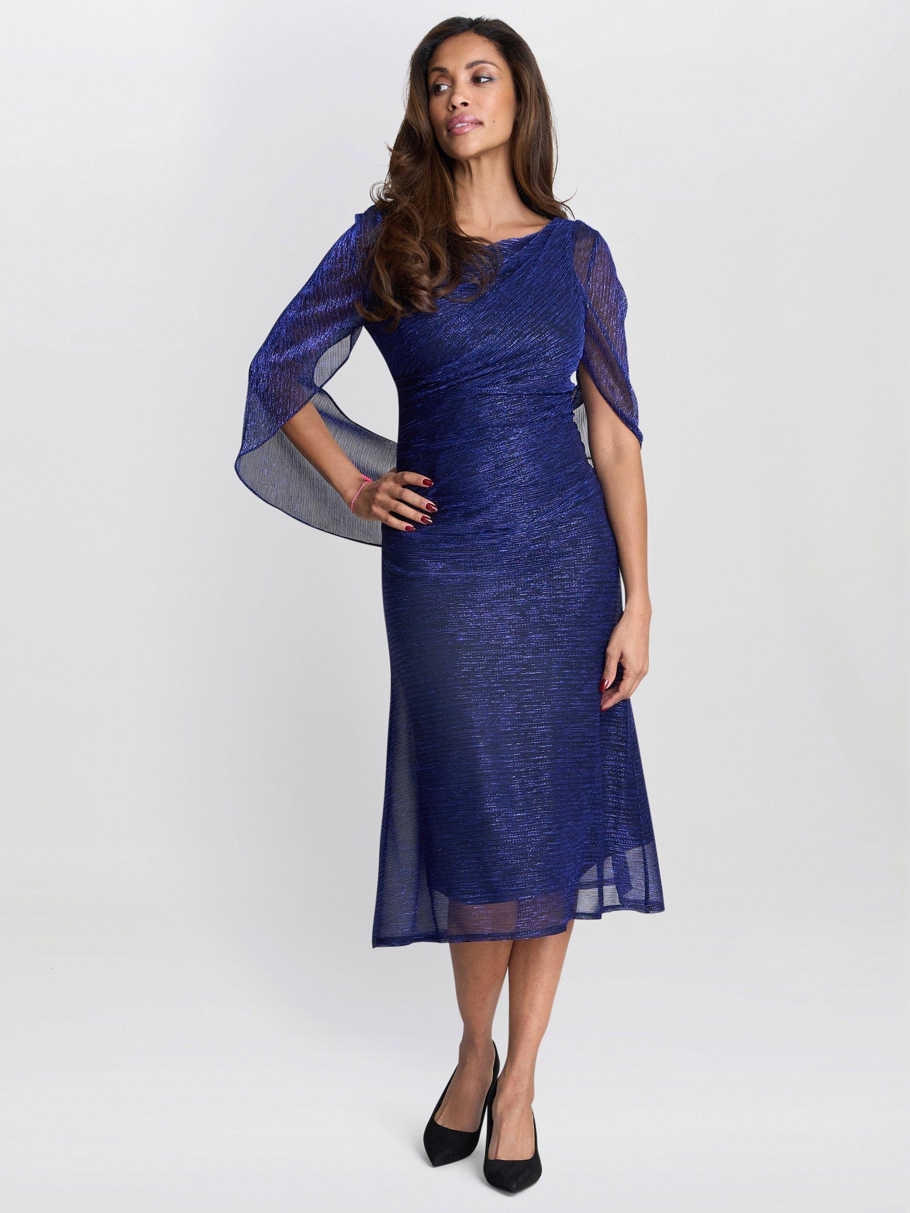 Product image 3 of 5, which shows Gina Bacconi Ciara Metallic Knit Dress, Cobalt, 8
