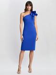 Gina Bacconi Valentina Asymmetric Frill Sleeve Dress, Cobalt