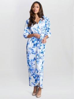 Gina Bacconi Karen Floral Maxi Dress, Blue, Blue
