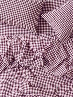 Piglet in Bed Gingham Linen Bedding, Berry