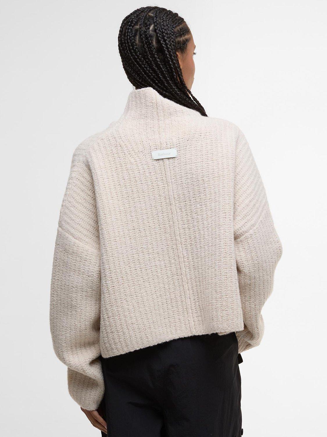 Product image 2 of 6, which shows Barbour Imelda Funnel Neck Jumper, Aran, 12