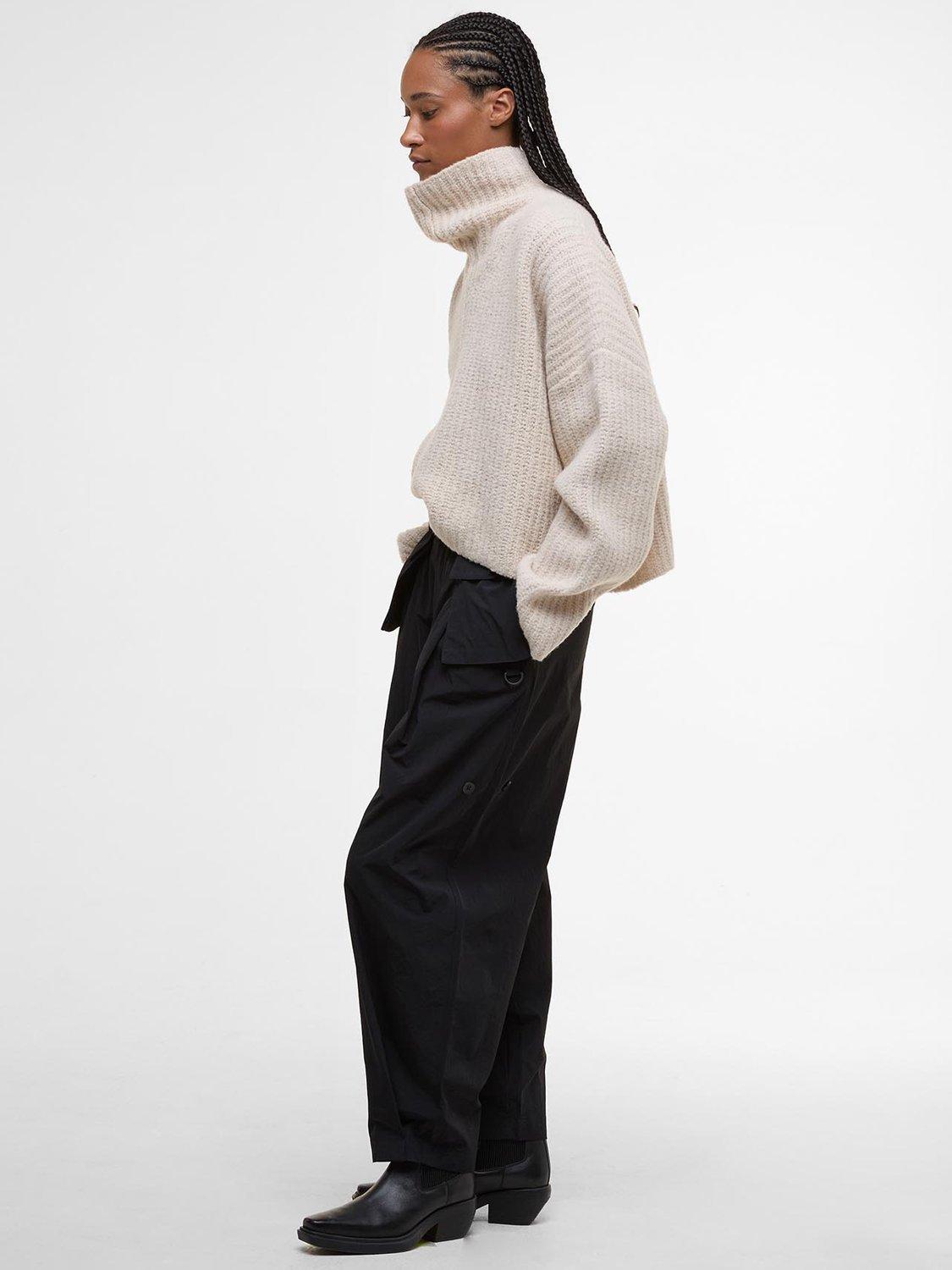 Product image 3 of 6, which shows Barbour Imelda Funnel Neck Jumper, Aran, 12