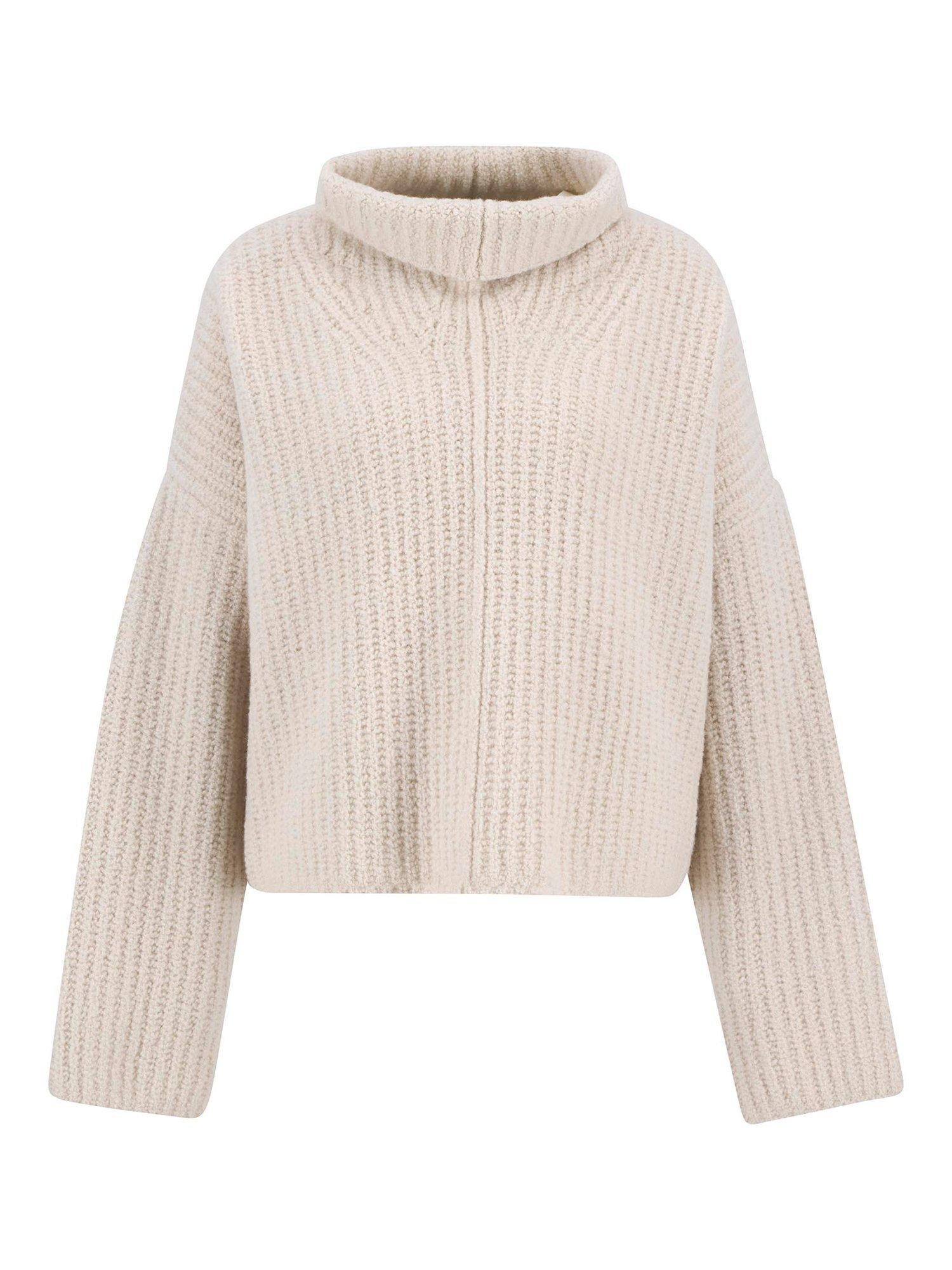 Product image 4 of 6, which shows Barbour Imelda Funnel Neck Jumper, Aran, 12