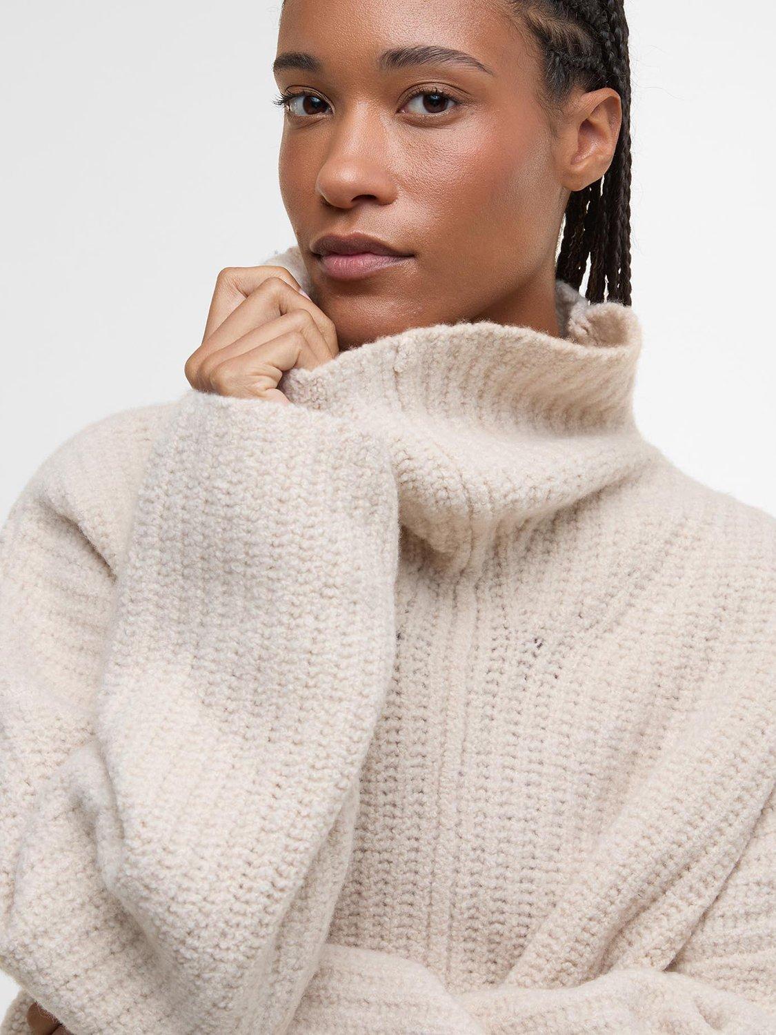Product image 5 of 6, which shows Barbour Imelda Funnel Neck Jumper, Aran, 12