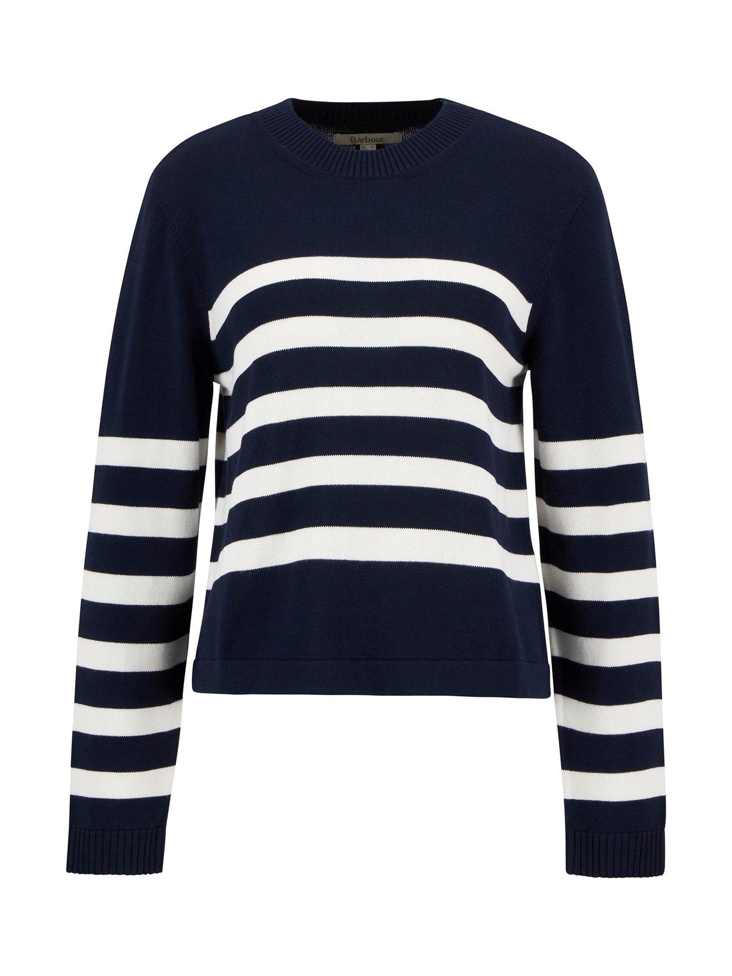 Product image 4 of 7, which shows Barbour Demi Cotton Blend Jumper, Dark Navy Stripe, 6
