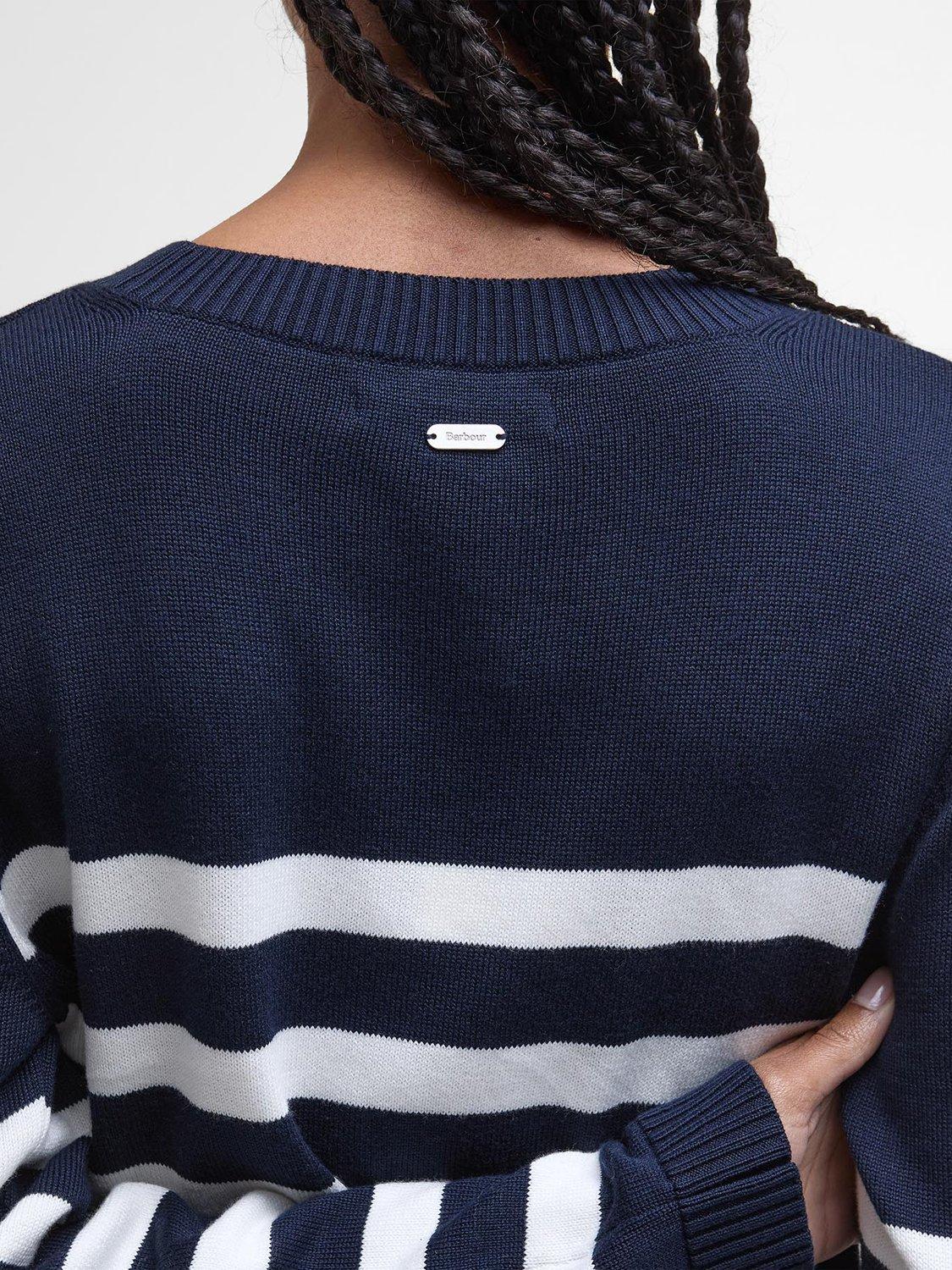 Product image 7 of 7, which shows Barbour Demi Cotton Blend Jumper, Dark Navy Stripe, 6