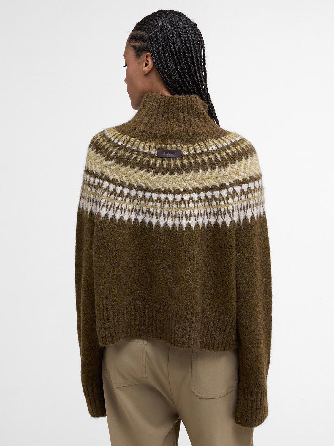 Product image 2 of 6, which shows Barbour Lorrie Fair Isle Roll Neck Knitted Jumper, Multi, 6