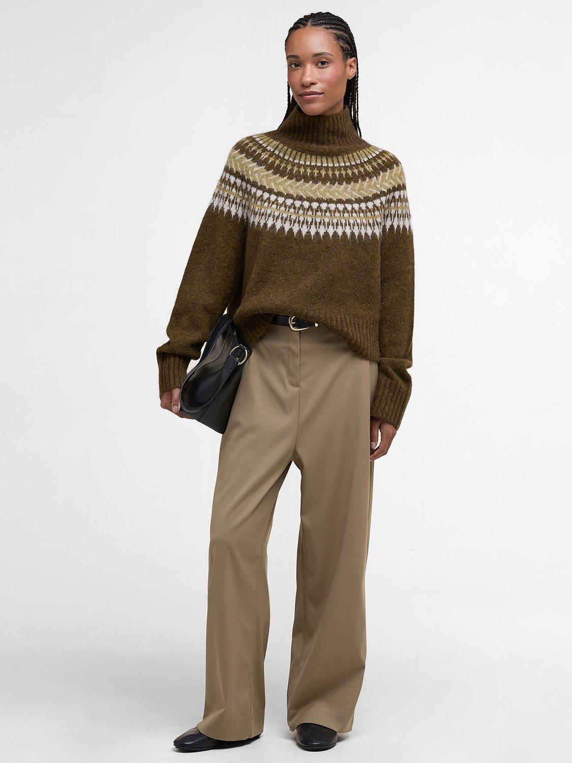 Product image 3 of 6, which shows Barbour Lorrie Fair Isle Roll Neck Knitted Jumper, Multi, 6