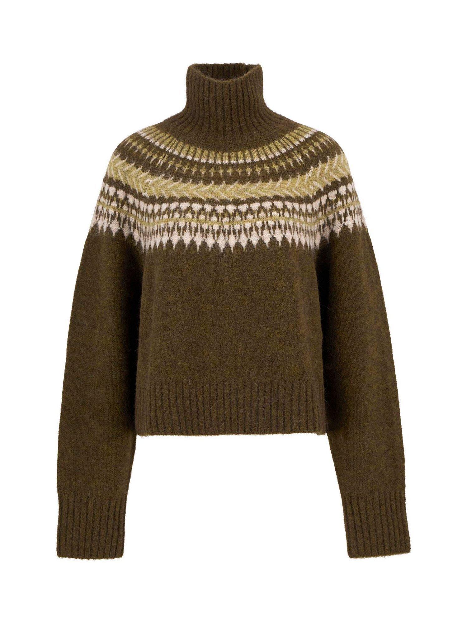 Product image 4 of 6, which shows Barbour Lorrie Fair Isle Roll Neck Knitted Jumper, Multi, 6