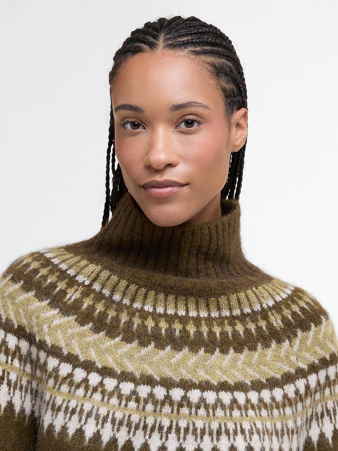 Product image 5 of 6, which shows Barbour Lorrie Fair Isle Roll Neck Knitted Jumper, Multi, 6