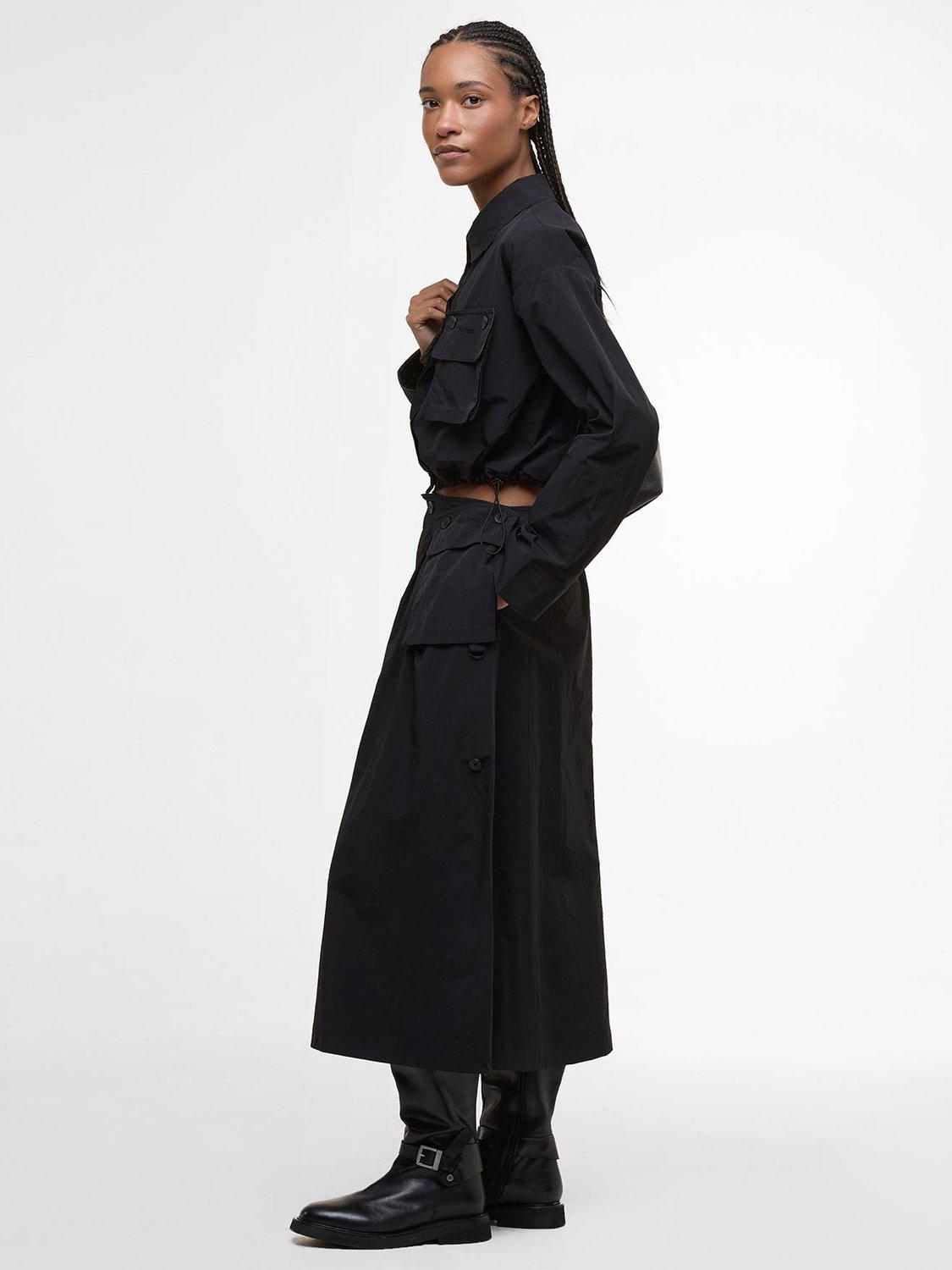 Product image 1 of 6, which shows Barbour Imelda Utility Midi Skirt, Black, 16