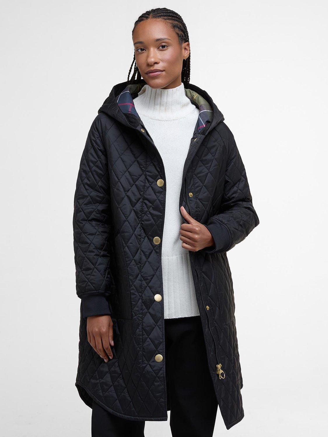 Barbour Hilary Longline Quilted Jacket, Black/Classic