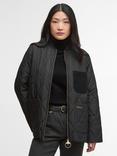 Barbour Leonie Quilted Bomber Jacket, Black/Classictartan