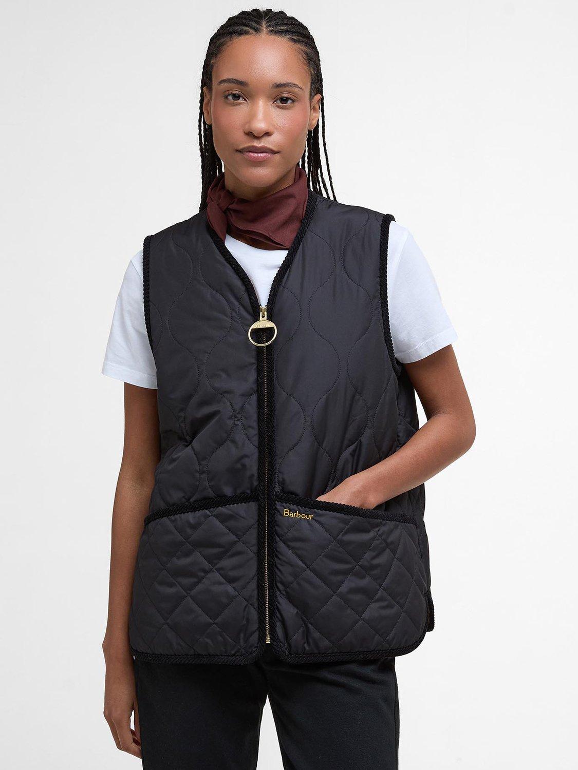 Barbour Klara Quilted Gilet, Black/Black/Camel