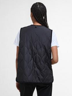 Barbour Klara Quilted Gilet, Black/Black/Camel - view 2, Black/Black/Camel