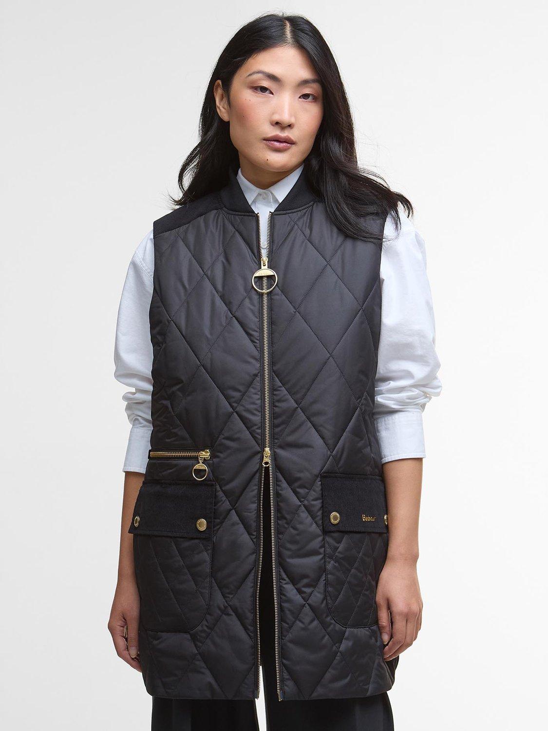 Barbour Lydia Quilted Gilet, Black/Classictartan
