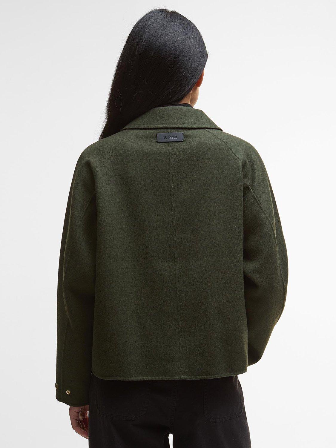 Product image 2 of 7, which shows Barbour Leonie Cropped Wool Blend Shirt Jacket, Olive, 18