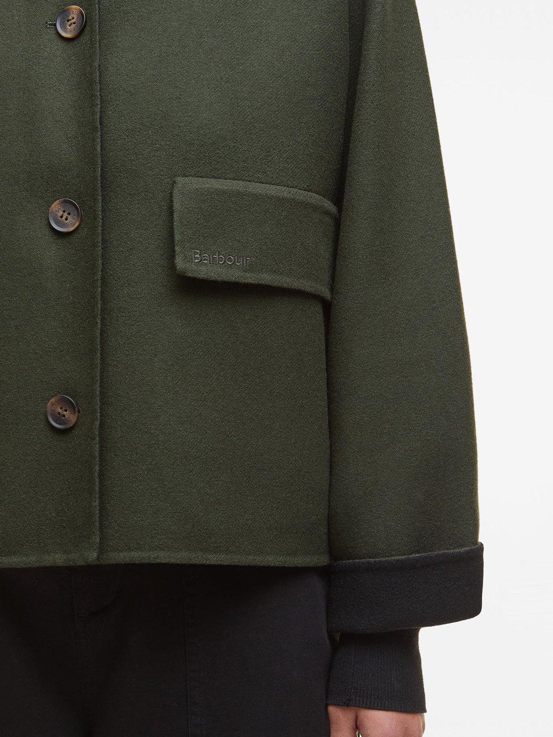 Product image 7 of 7, which shows Barbour Leonie Cropped Wool Blend Shirt Jacket, Olive, 18
