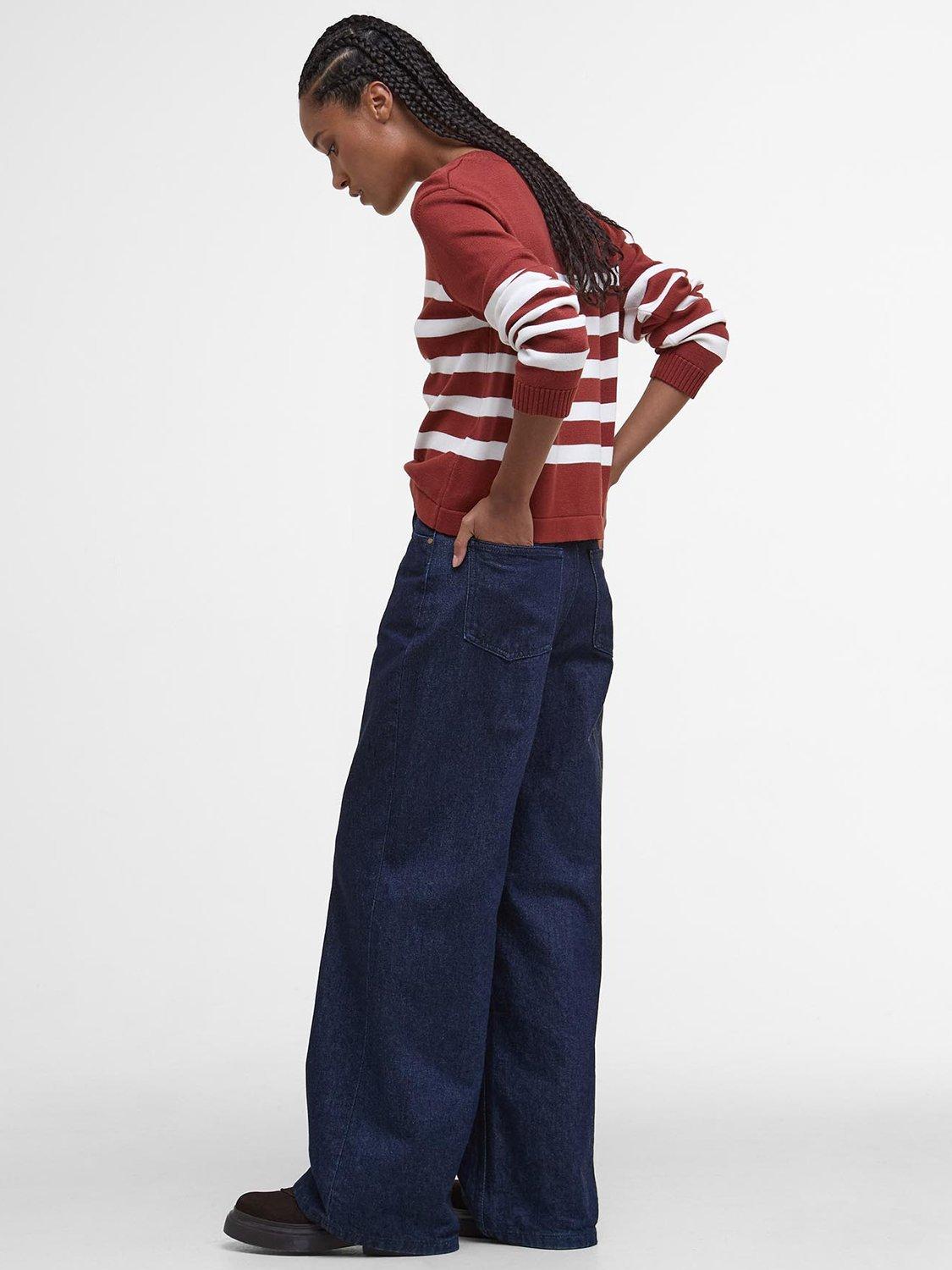 Product image 3 of 6, which shows Barbour Demi Cotton Blend Jumper, Burnt Henna Stripe, 6