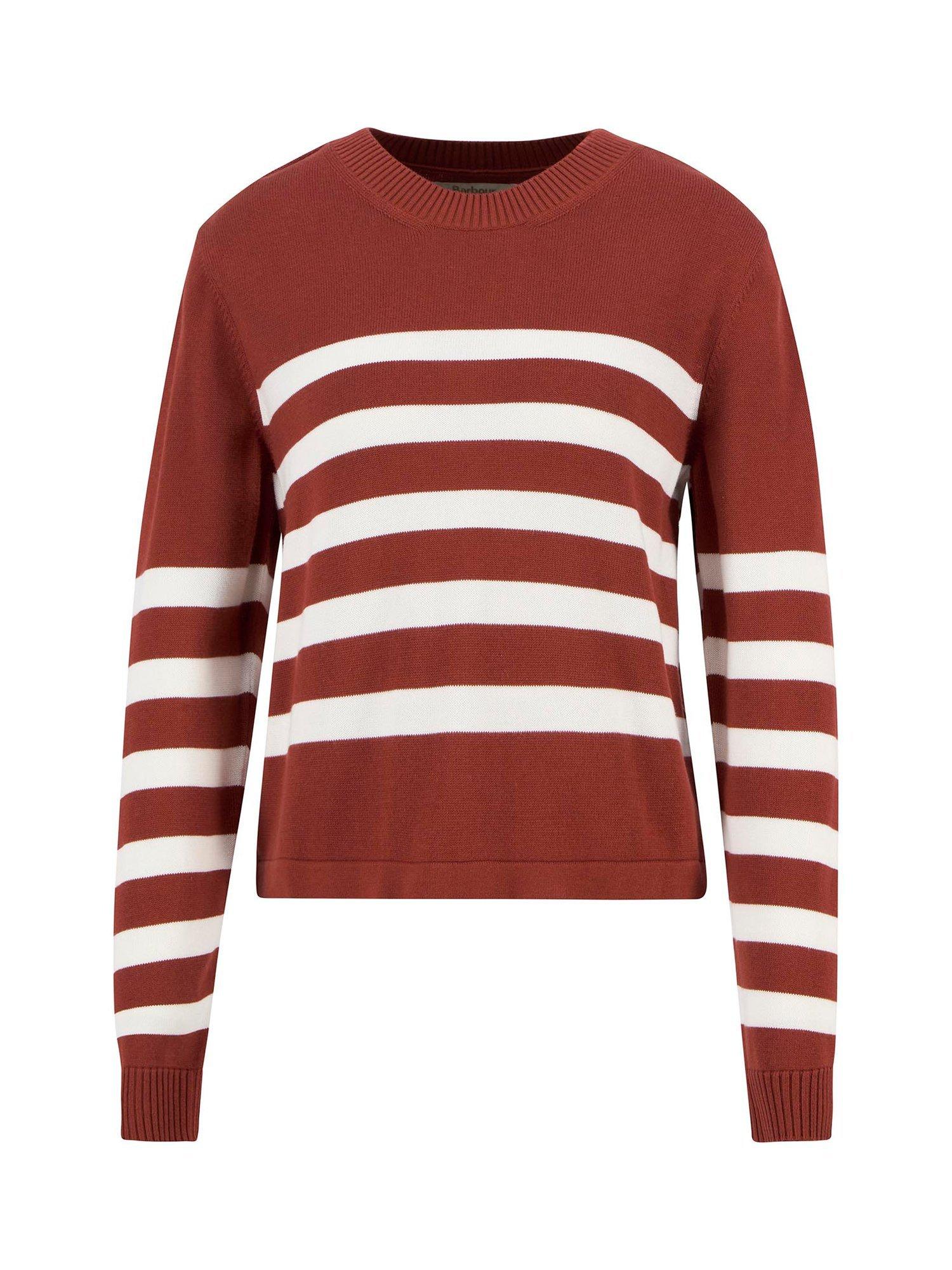 Product image 4 of 6, which shows Barbour Demi Cotton Blend Jumper, Burnt Henna Stripe, 6