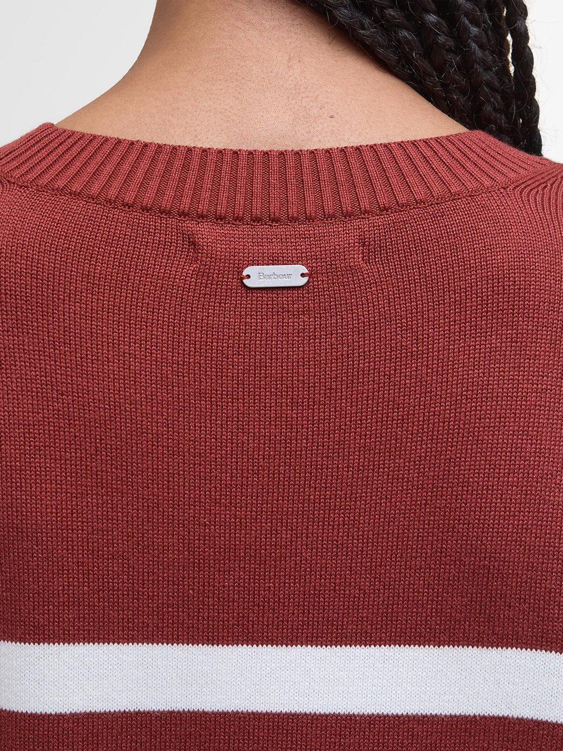 Product image 6 of 6, which shows Barbour Demi Cotton Blend Jumper, Burnt Henna Stripe, 6