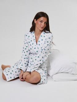 Loungeable Blueberry Print Spa Dressing Gown, Blue - view 2, Blue