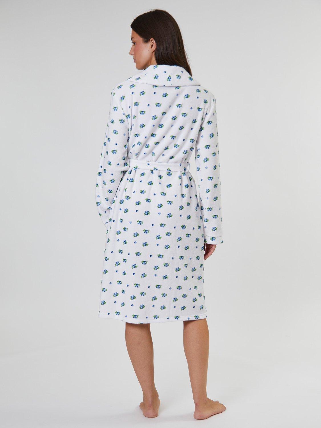 Product image 5 of 5, which shows Loungeable Blueberry Print Spa Dressing Gown, Blue, L