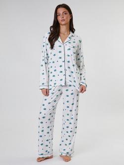 Loungeable Blueberries Button Through Long Pyjama Set, Blue, Blue