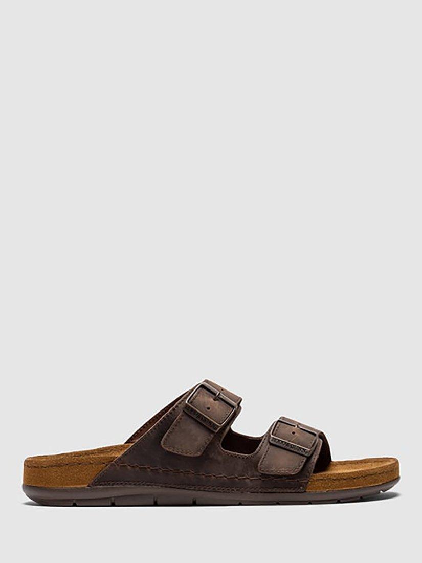 Product image 1 of 10, which shows Rodd & Gunn Raglan Leather Slider Sandals, Chocolate, 7