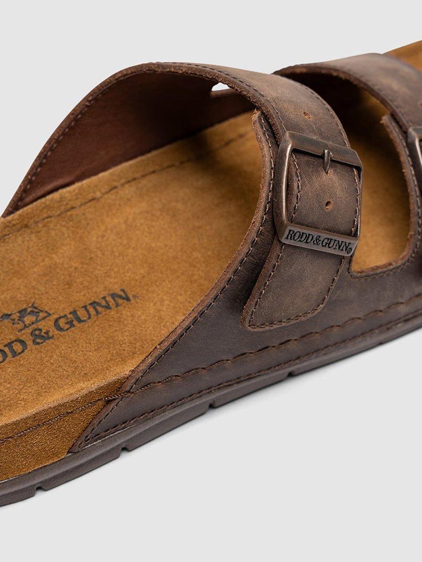 Product image 5 of 10, which shows Rodd & Gunn Raglan Leather Slider Sandals, Chocolate, 7