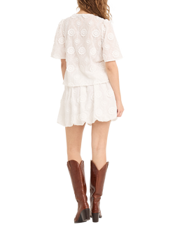 A-VIEW Rosamarie Cotton Blend Short Sleeve Round Neck Textured Cardigan - view 2, White