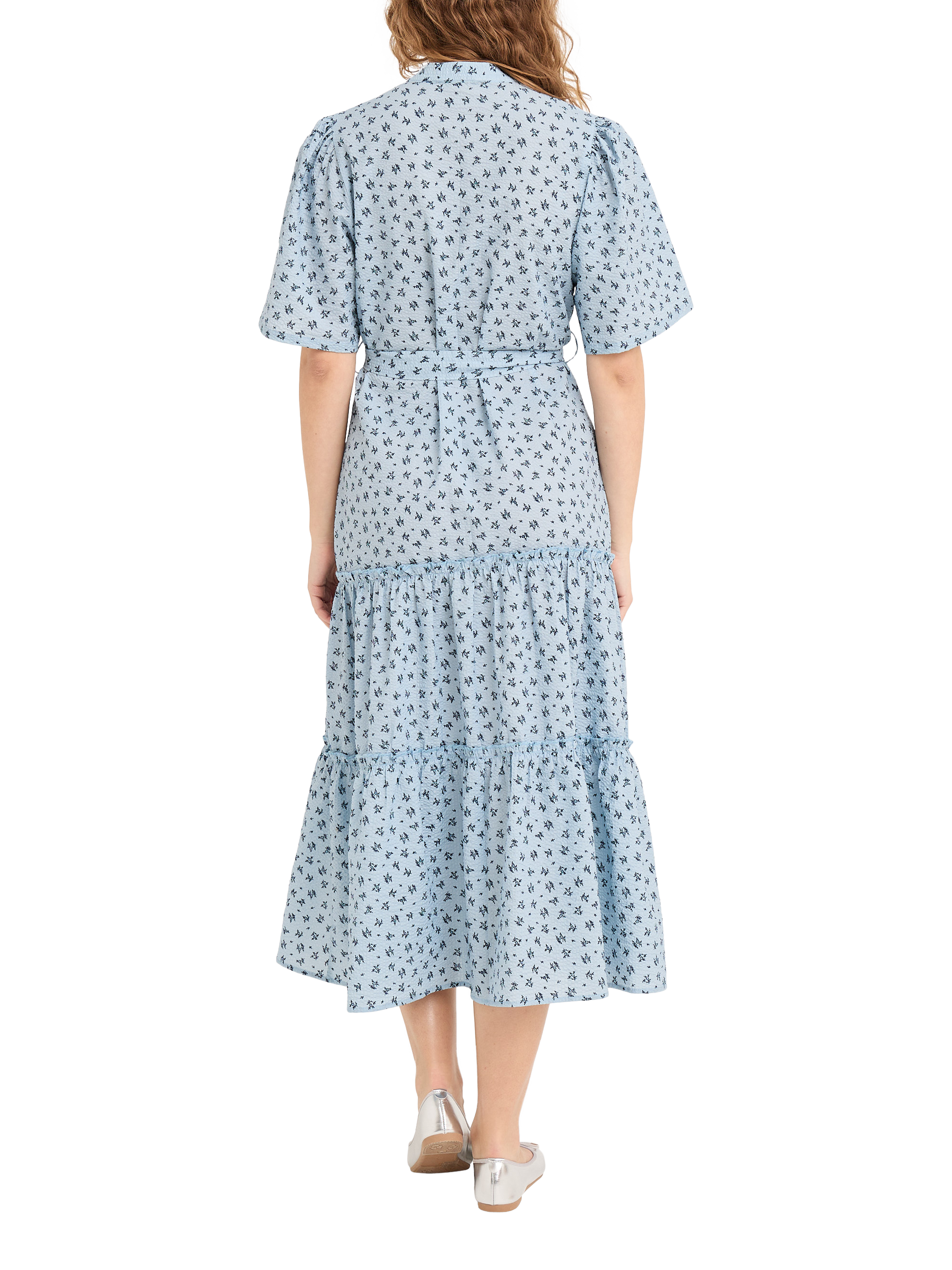 Product image 2 of 3, which shows A-VIEW Kate Cotton Floral V-Neck Midi Dress, Blue/Navy, 8