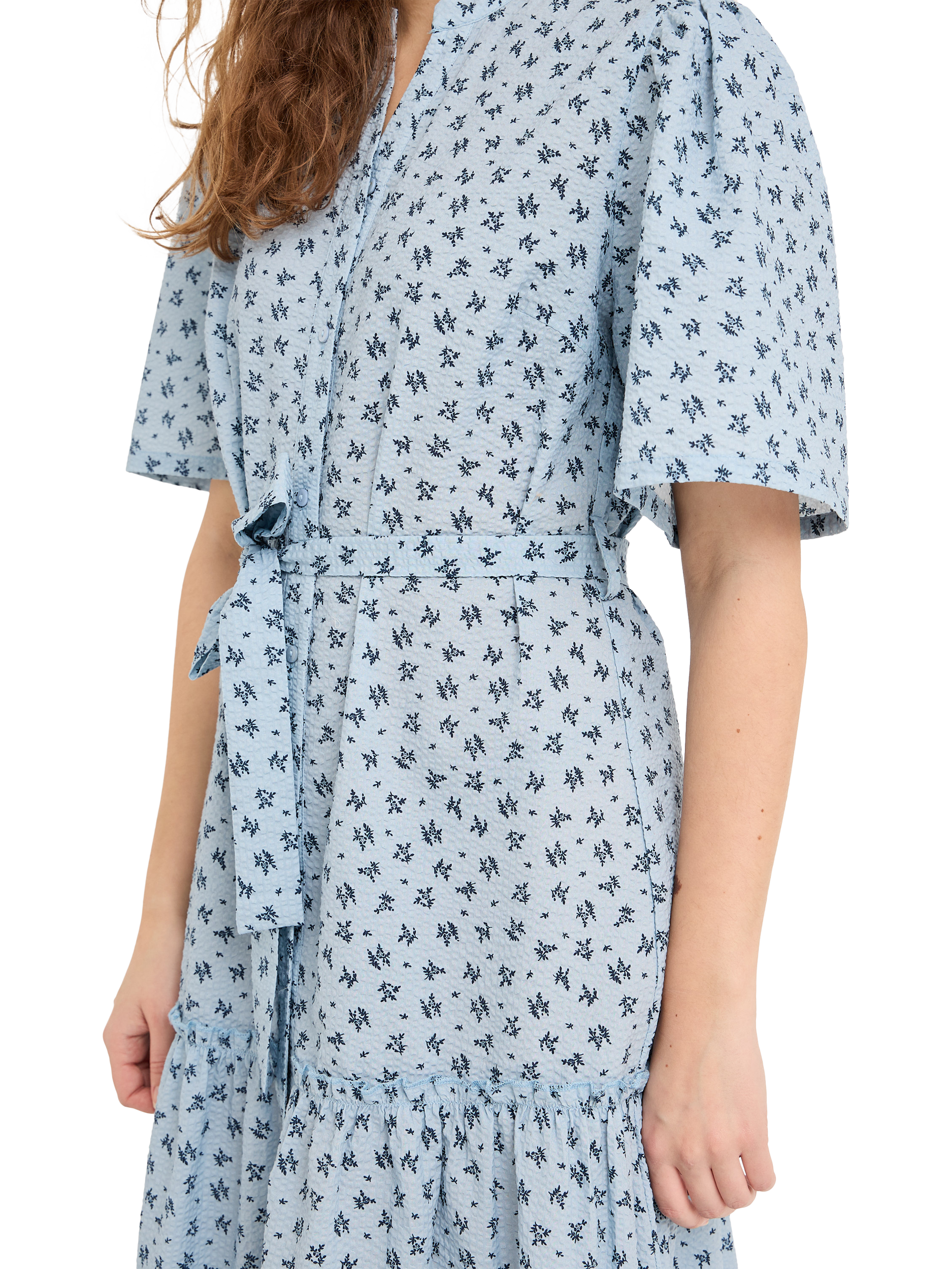 Product image 3 of 3, which shows A-VIEW Kate Cotton Floral V-Neck Midi Dress, Blue/Navy, 8
