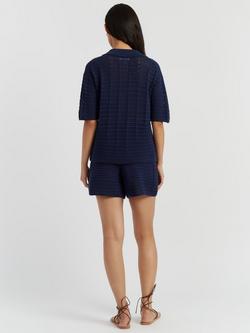 Chinti & Parker Cotton Crochet Shorts - view 2, Navy