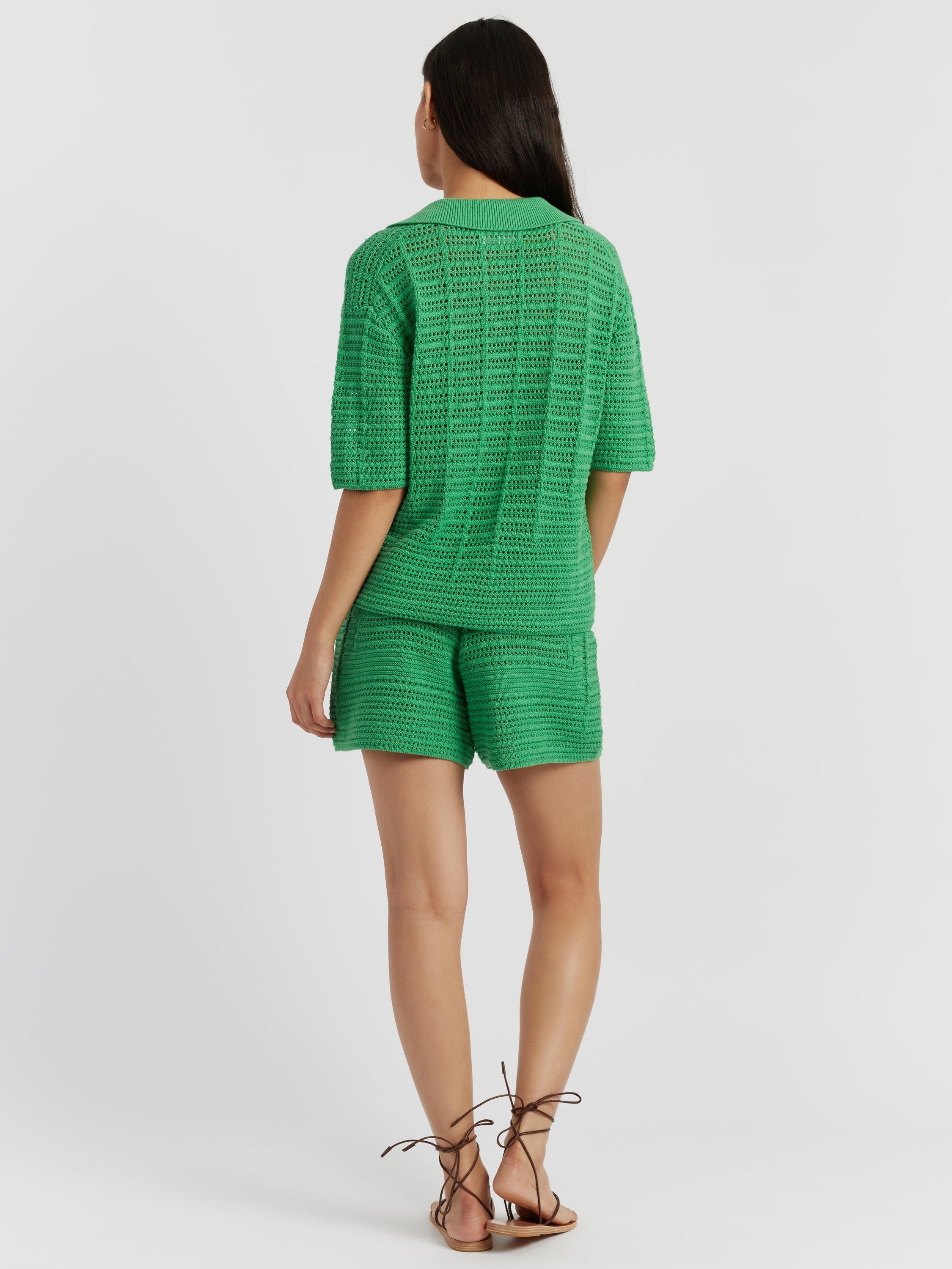 Product image 2 of 5, which shows Chinti & Parker Cotton Crochet Shorts, Green, XS
