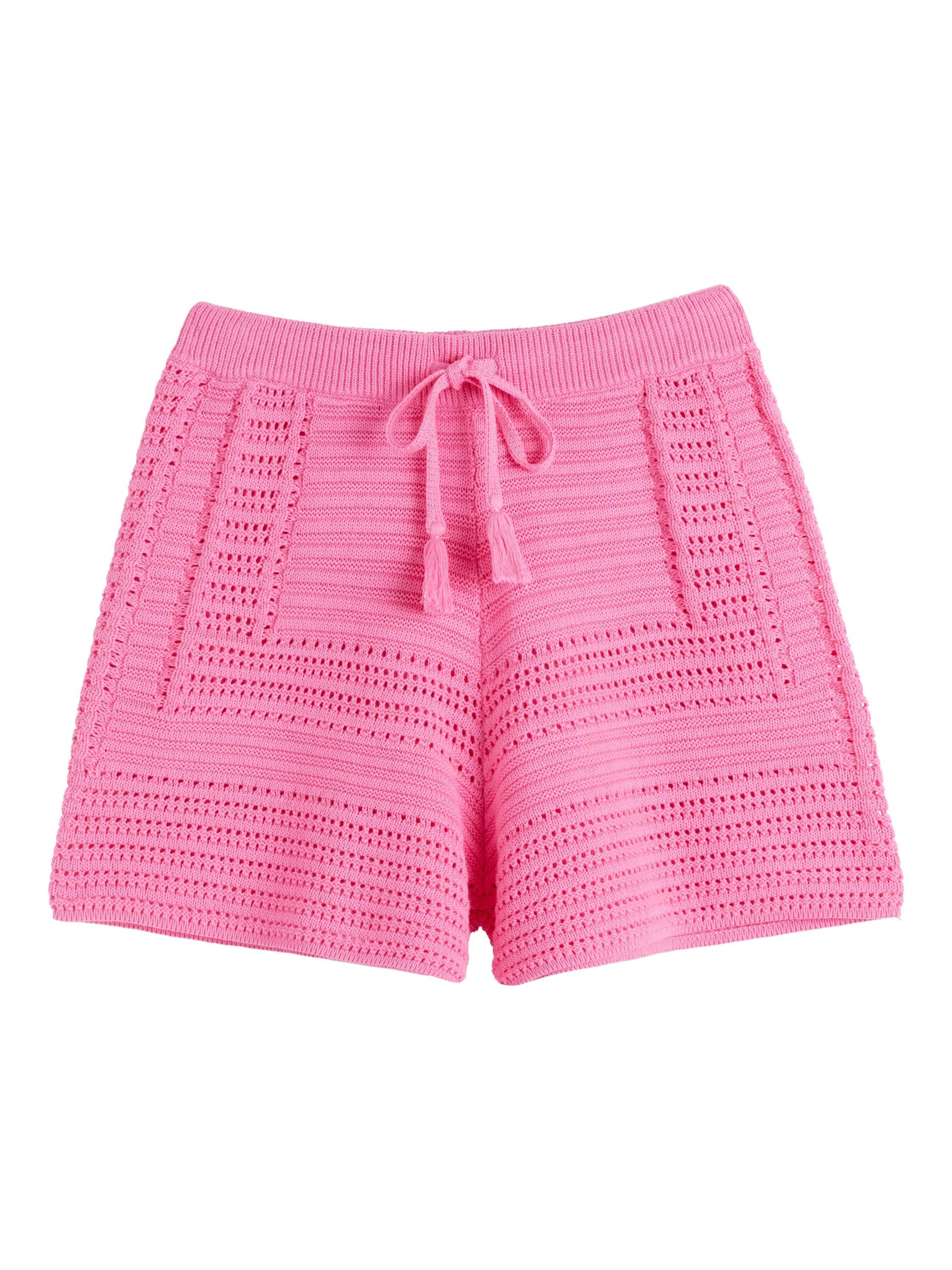 Product image 4 of 5, which shows Chinti & Parker Cotton Crochet Shorts, Vivid Pink, XS