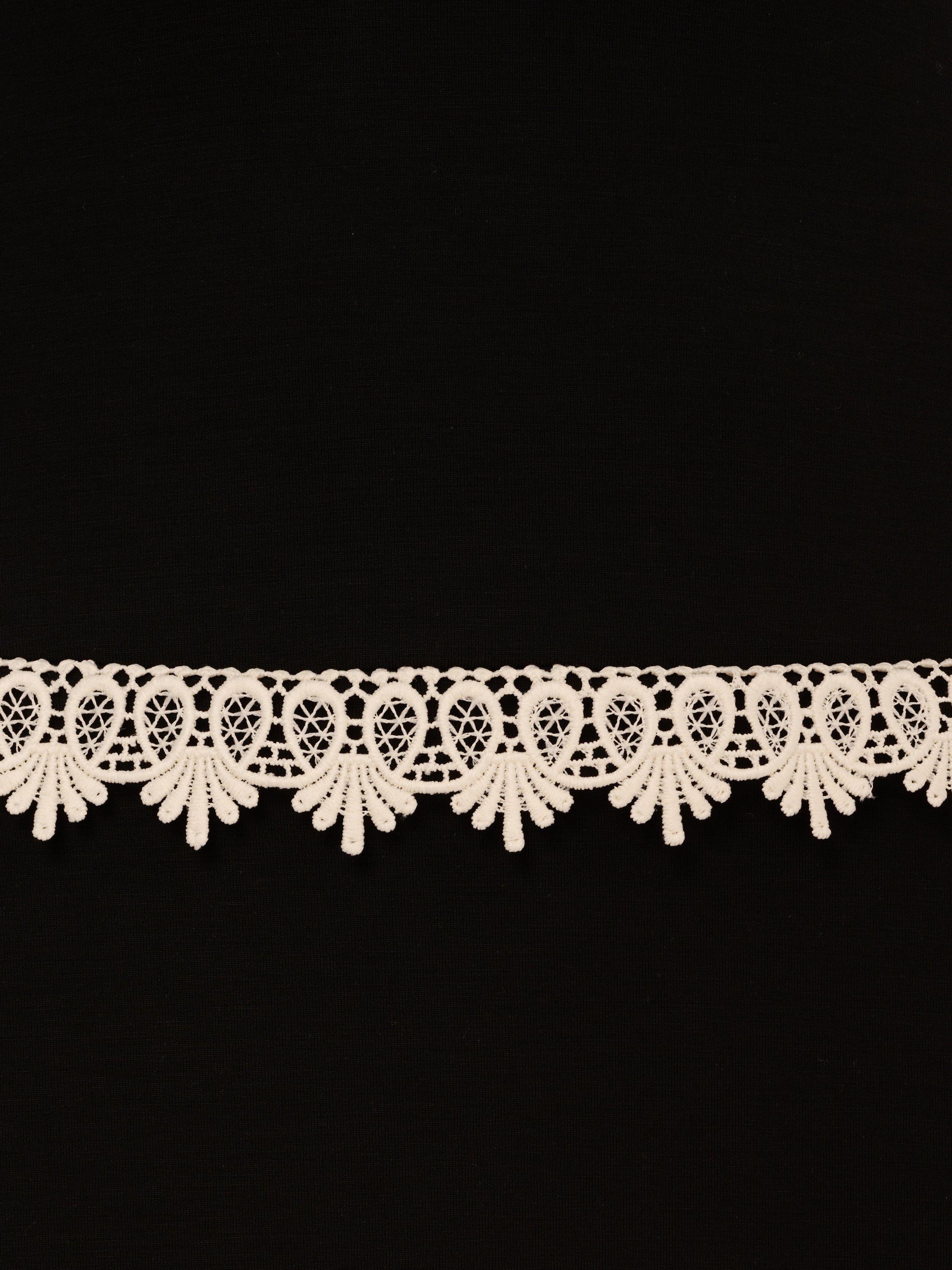 Product image 6 of 6, which shows Adrianna Papell Knitted Crochet Trim Dress, Black/Ecru, 6
