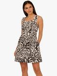 Adrianna Papell Adrianna by Adrianna Papell Floral Scallop Edge Dress, Black/Ivory