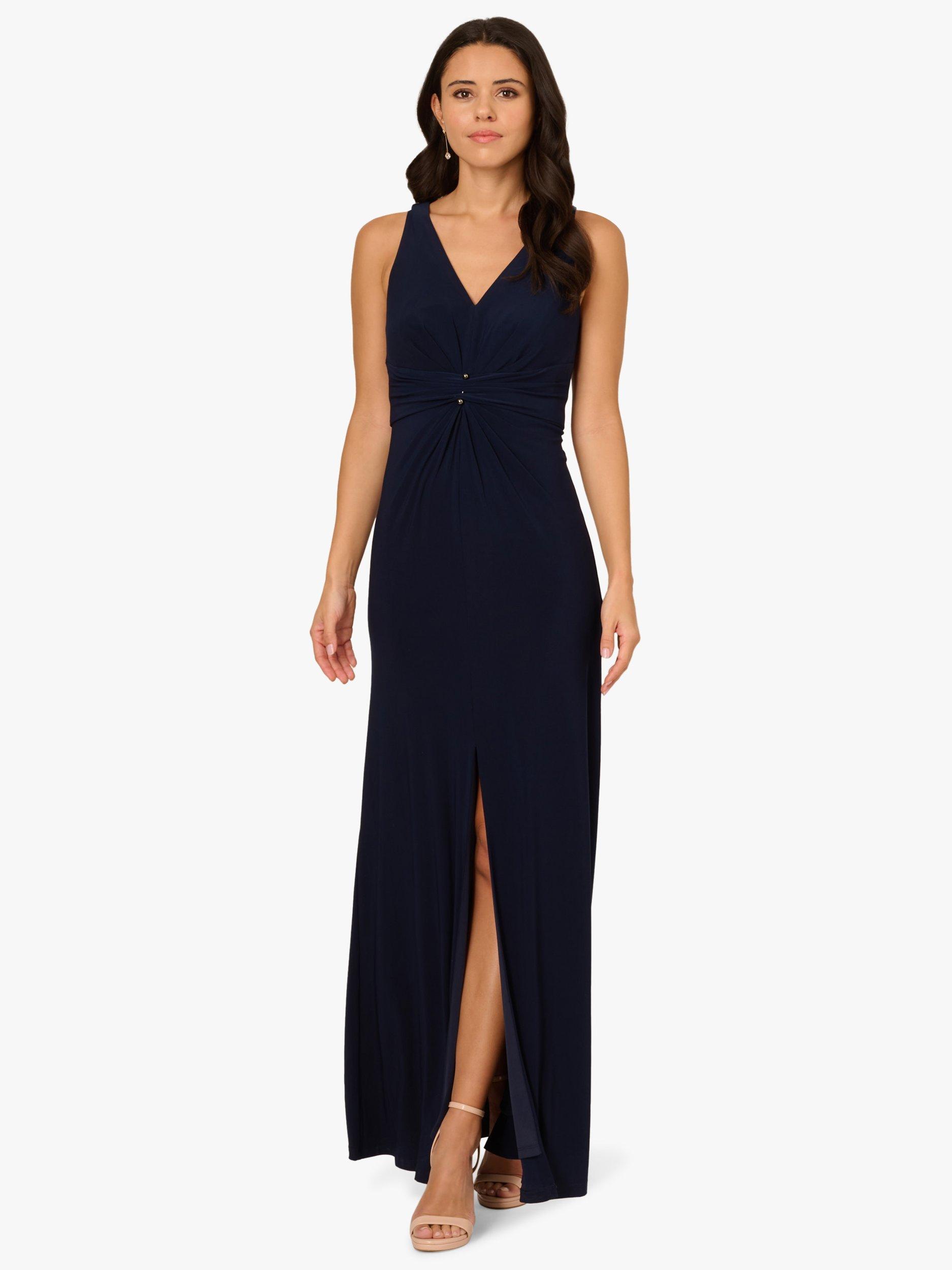 Adrianna Papell Shirred Mermaid Jersey Dress, Midnight