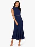 Adrianna Papell Pearl Crepe Trim Dress, Navy