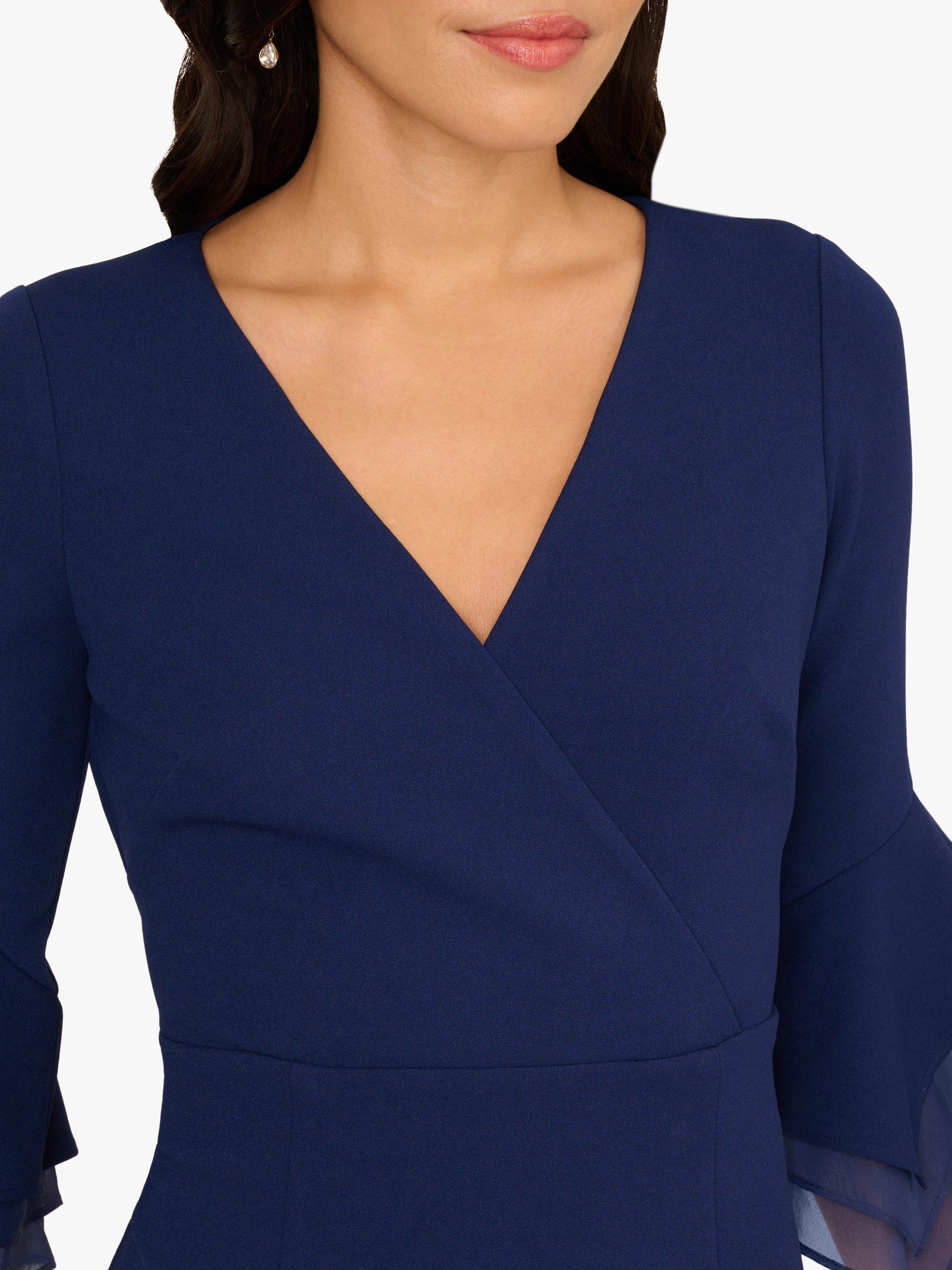 Product image 5 of 7, which shows Adrianna Papell Crepe Organza Overlay Sheath Dress, Navy, 6